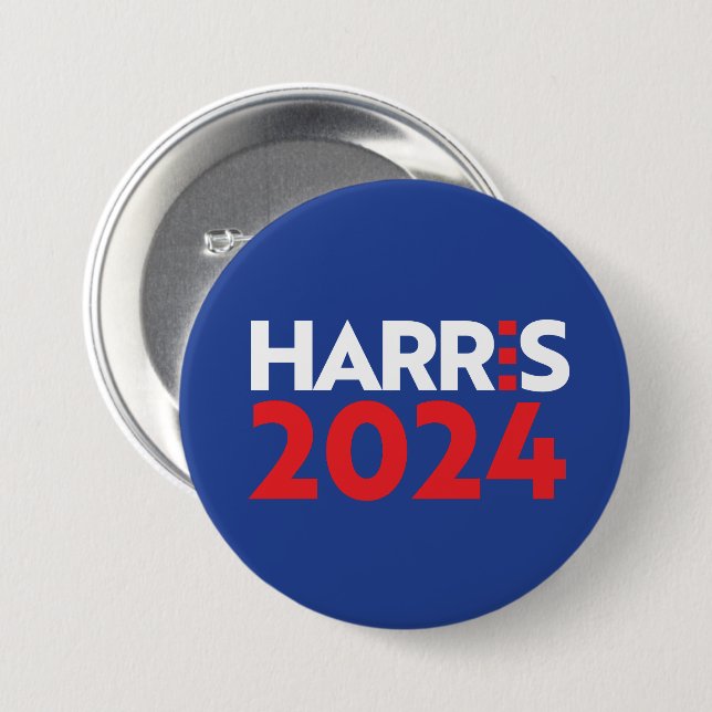 Macaron Rond 7,6 Cm Kamala Harris 2024 (Devant & derrière)