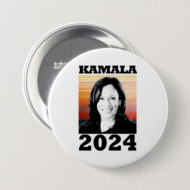 Macaron Rond 7,6 Cm Kamala Harris 2024 (Devant & derrière)