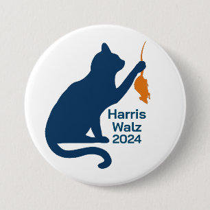Macaron Rond 7,6 Cm Kamala Harris Chat avec Rat orange