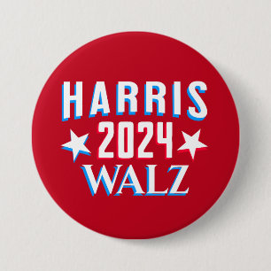Macaron Rond 7,6 Cm Kamala Harris et Tim Walz 2024