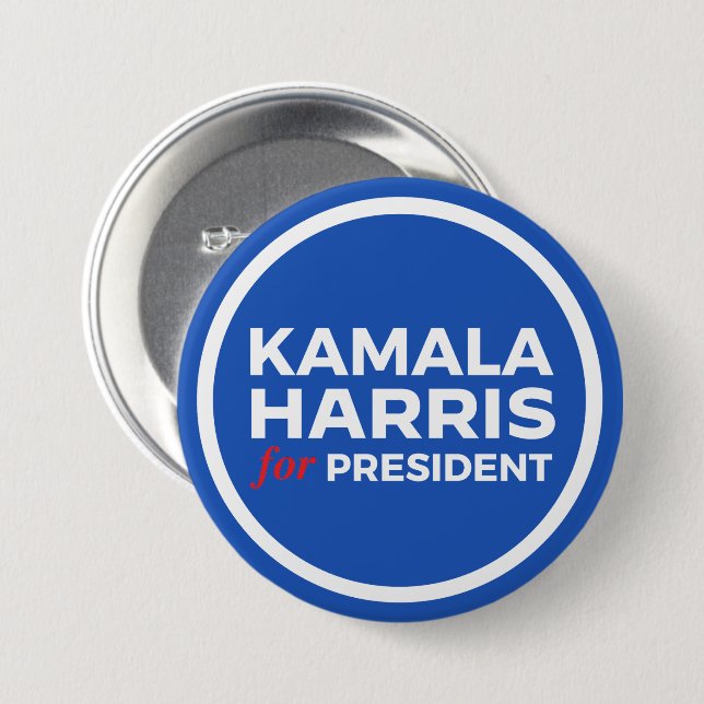 Macaron Rond 7,6 Cm Kamala Harris pour le président (Devant & derrière)