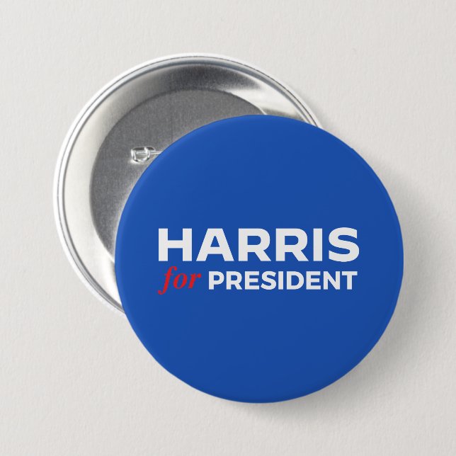 Macaron Rond 7,6 Cm Kamala Harris pour le président (Devant & derrière)