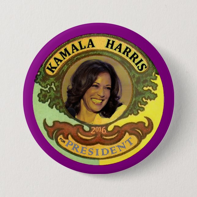 Macaron Rond 7,6 Cm Kamala Harris pour le président 2016 (Devant)