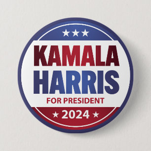 Macaron Rond 7,6 Cm Kamala Harris Pour Président 2024 Blue