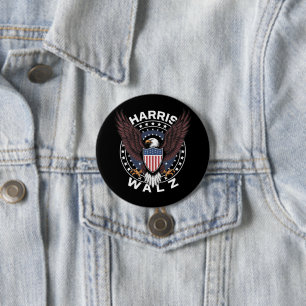 Macaron Rond 7,6 Cm Kamala Harris Tim Walz Valse 2024 Élection