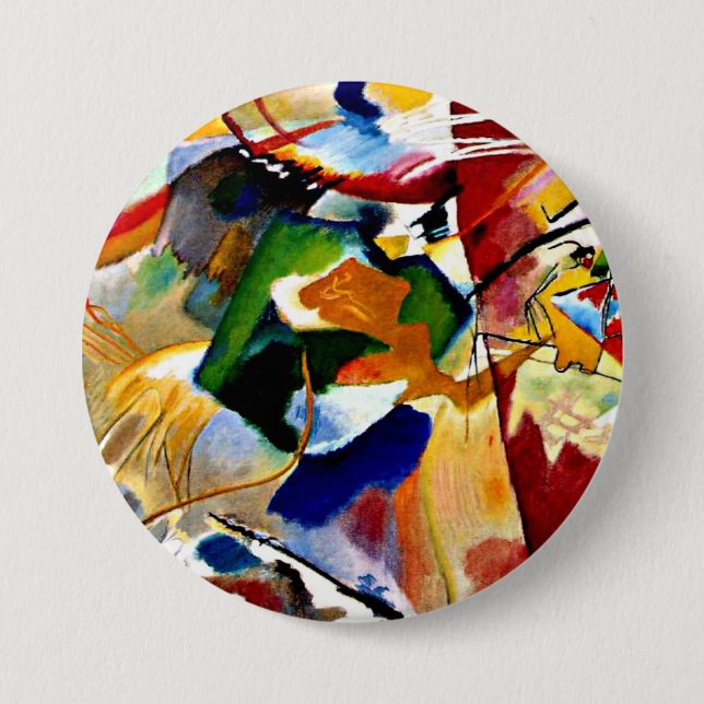 Macaron Rond 7,6 Cm Kandinsky - Peinture avec Centre Vert (Devant)