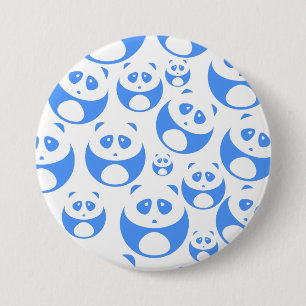 Macaron Rond 7,6 Cm Kawaii Panda bébé bleu et blanc modèle