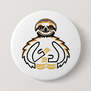 Macaron Rond 7,6 Cm Kawaii SLOTH - Amoureux des animaux - Faune - Natu