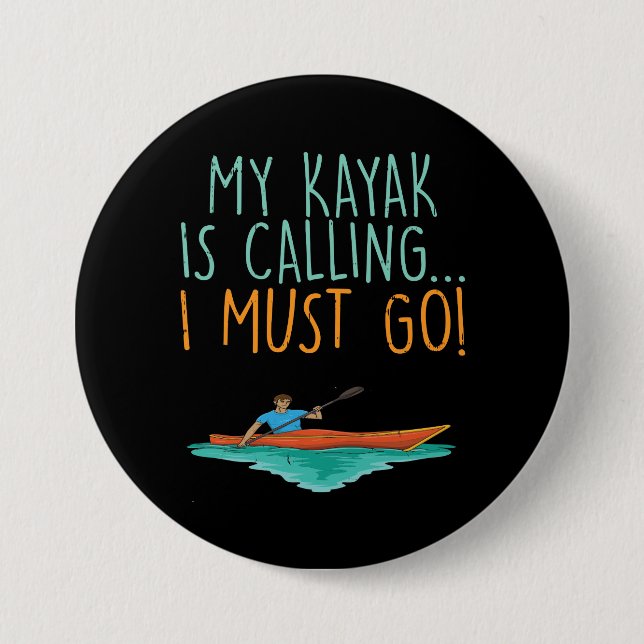 Macaron Rond 7,6 Cm Kayaking Kayak cadeau (Devant)