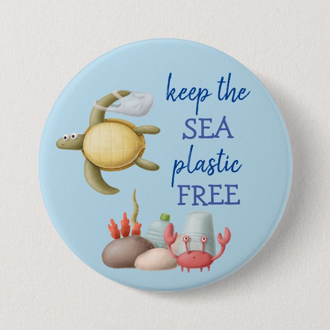 Macaron Rond 7,6 Cm Keep the Sea Plastic Free (Devant)