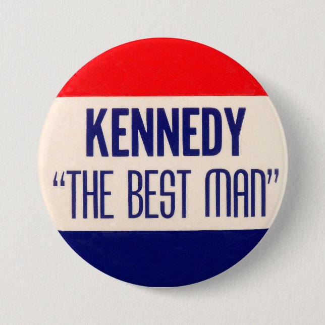 Macaron Rond 7,6 Cm Kennedy "le meilleur homme " (Devant)