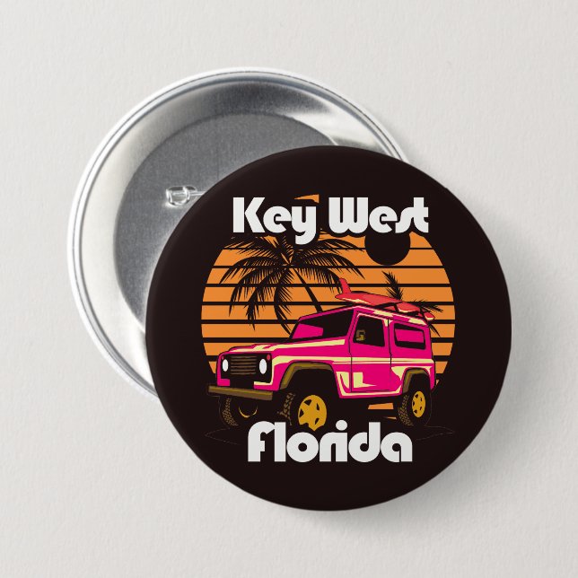 Macaron Rond 7,6 Cm Key West Florida (Devant & derrière)