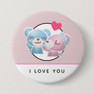 Macaron Rond 7,6 Cm Kissing Bears I Lote mignonne et Kawaii