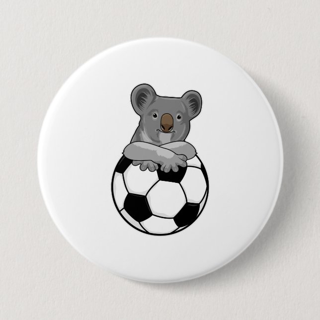 Macaron Rond 7,6 Cm Koala au Soccer Sports (Devant)