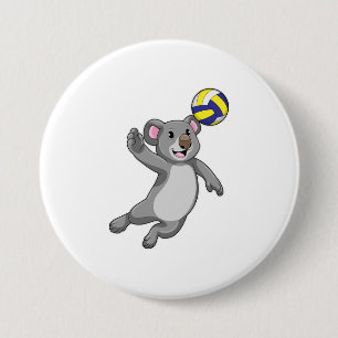 Macaron Rond 7,6 Cm Koala comme joueur de volleyball avec volleyball
