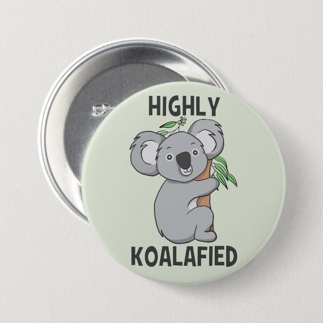 Macaron Rond 7,6 Cm Koala hautement Koalafied (Devant & derrière)