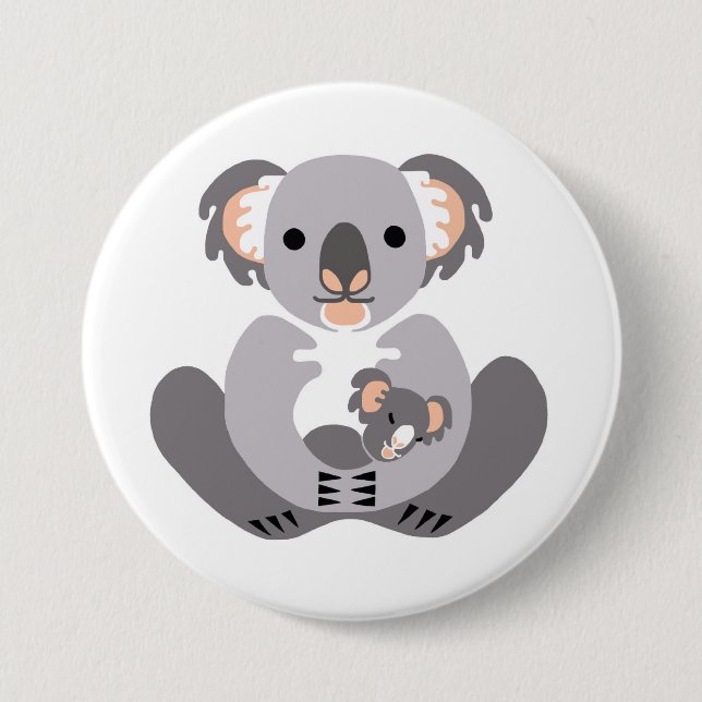 Macaron Rond 7,6 Cm Koala- Marsupial - La faune australienne - (Devant)