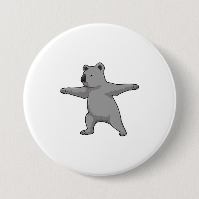 Macaron Rond 7,6 Cm Koala ours au Yoga Fitness (Devant)