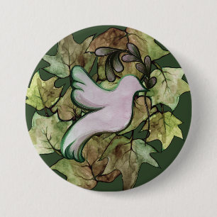 Macaron Rond 7,6 Cm La colombe de la paix sur Terre et l'espoir de la