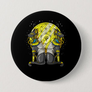 Macaron Rond 7,6 Cm La géométrie sacrée égyptienne de Bastet Ankh 