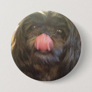 Macaron Rond 7,6 Cm La goupille mignonne de chien, et la langue