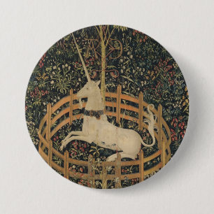 Macaron Rond 7,6 Cm La licorne en captivité, Tapisserie médiévale