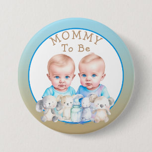 Macaron Rond 7,6 Cm La maman Baby shower du garçon jumeau à être
