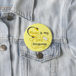 Macaron Rond 7,6 Cm La musique est ma langue d'amour phrase romantique