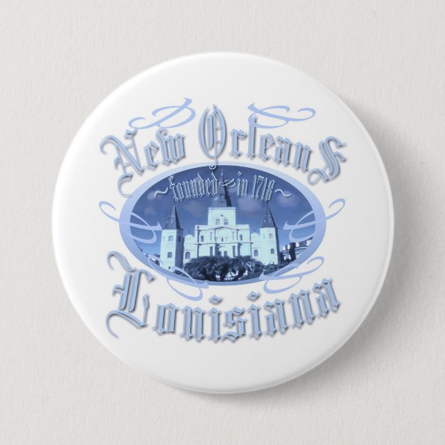 Macaron Rond 7,6 Cm La Nouvelle-Orléans Louisiane (Devant)
