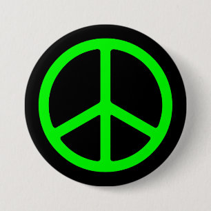 Macaron Rond 7,6 Cm La paix vert clair se connectent Pinback noir