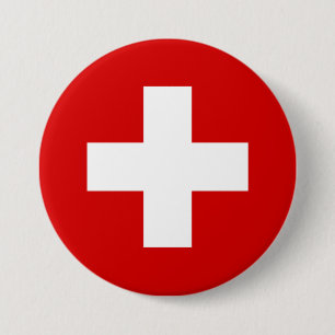 Macaron Rond 7,6 Cm La qualité du drapeau suisse