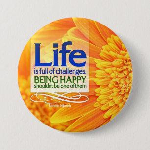 Macaron Rond 7,6 Cm La vie est pleine du bouton de motivation de défi