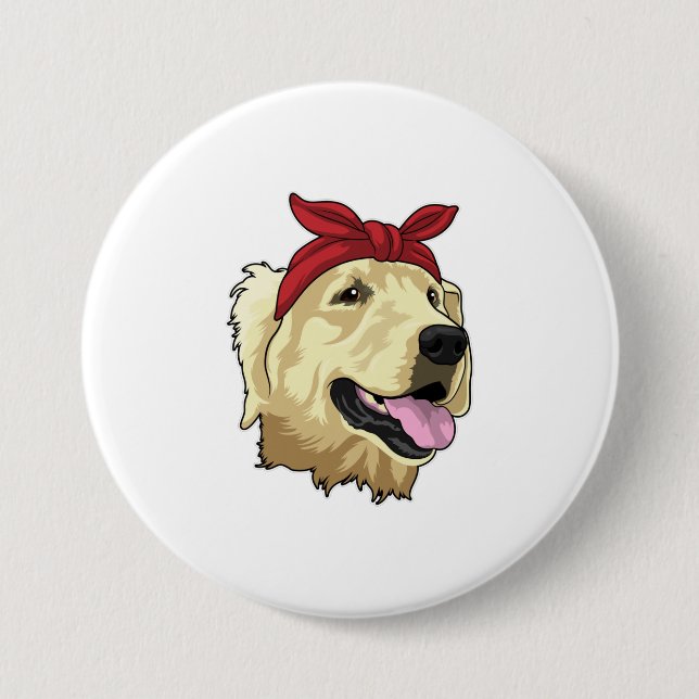 Macaron Rond 7,6 Cm Labrador avec Bandana (Devant)