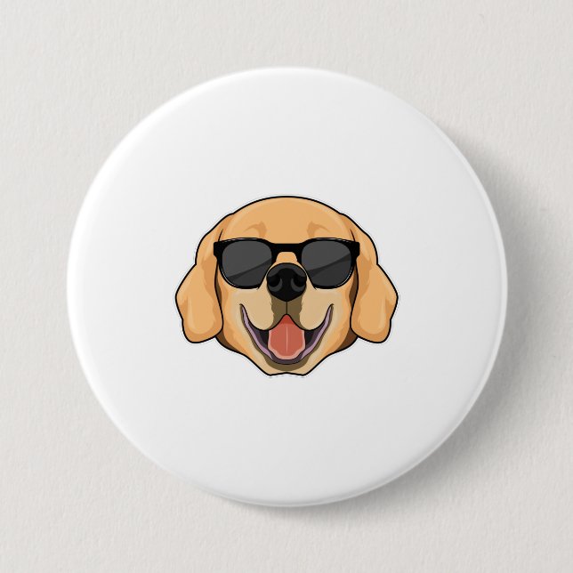 Macaron Rond 7,6 Cm Labrador avec lunettes de soleil (Devant)