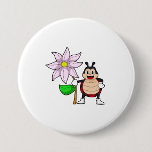 Macaron Rond 7,6 Cm Ladybug avec Flower.PNG