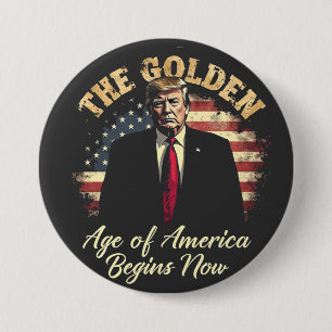 Macaron Rond 7,6 Cm L'âge d'or de l'Amérique commence maintenant Trump