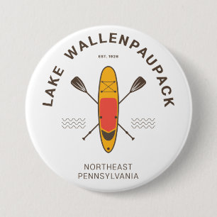Macaron Rond 7,6 Cm Lake Wallenpaupack Pennsylvania Paddle Boarding
