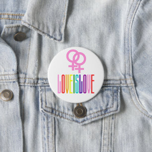 Macaron Rond 7,6 Cm L'amour est amour LGBT Pride Lesbian Love Rainbow 