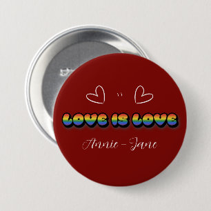 Macaron Rond 7,6 Cm L'amour est l'amour Arc-en-ciel bouton LGBTQ