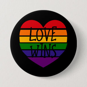 Macaron Rond 7,6 Cm L'amour gagne Rainbow Heart
