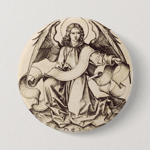 Macaron Rond 7,6 Cm L'Ange de Saint Matthieu - Symbole d'art fin