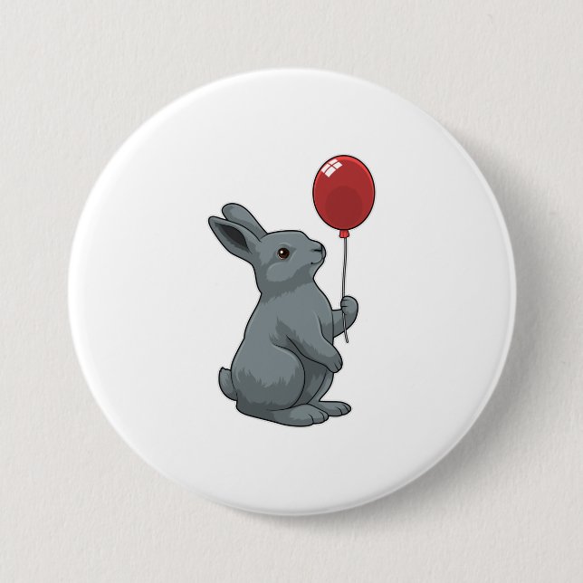 Macaron Rond 7,6 Cm Lapin avec ballon (Devant)