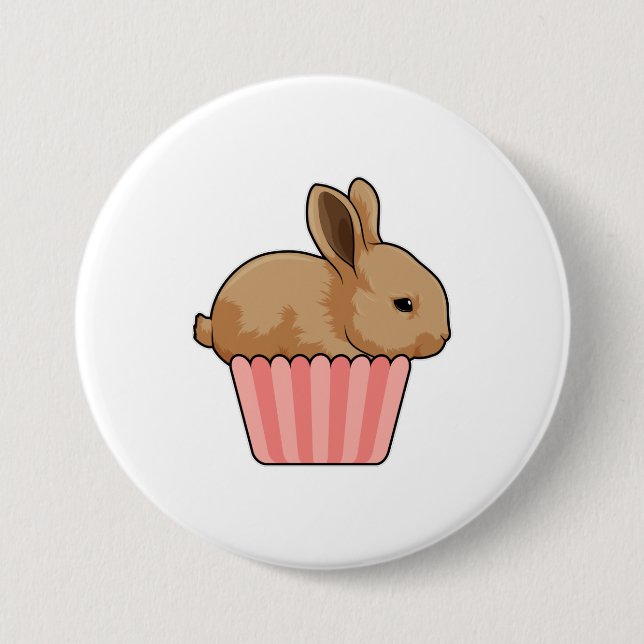 Macaron Rond 7,6 Cm Lapin avec muffin (Devant)