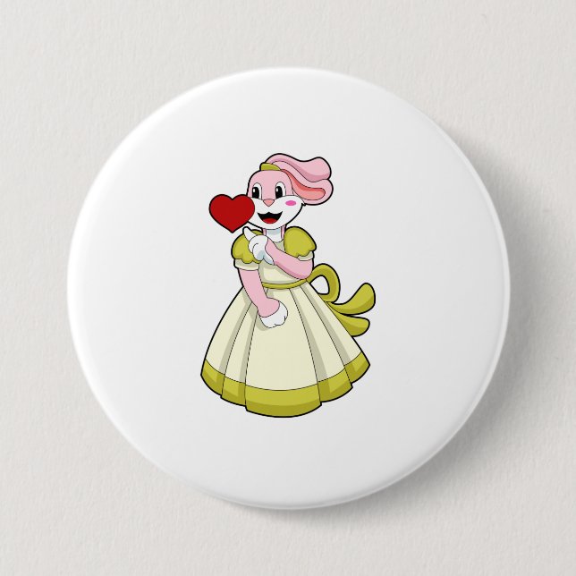 Macaron Rond 7,6 Cm Lapin en fiancée avec une robe de mariée.PNG (Devant)