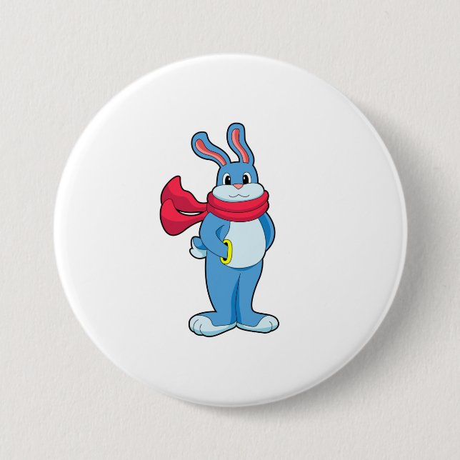 Macaron Rond 7,6 Cm Lapin en hiver avec Écharpe (Devant)
