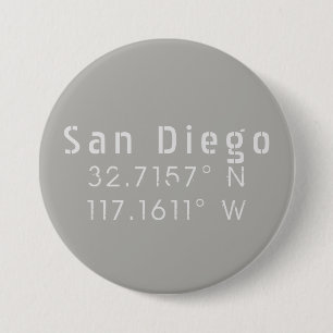Macaron Rond 7,6 Cm Latitude de San Diego Longitude