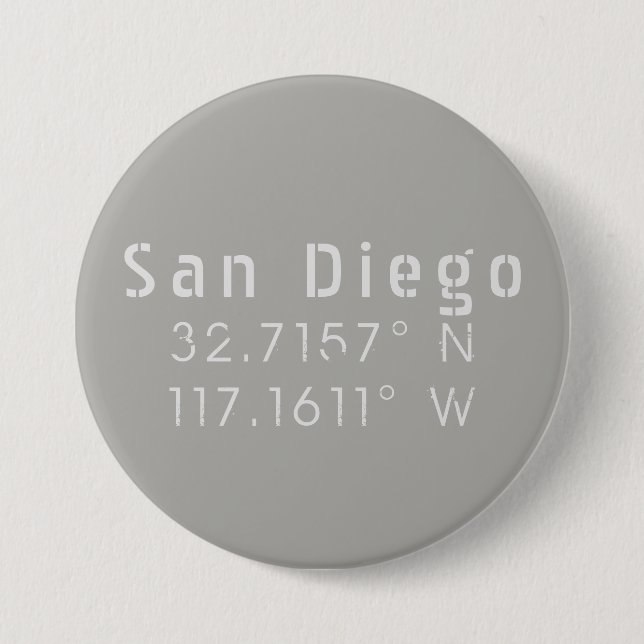 Macaron Rond 7,6 Cm Latitude de San Diego Longitude (Devant)