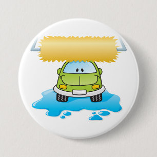 Macaron Rond 7,6 Cm Lavage de voiture de dessin animé vert voiture heu