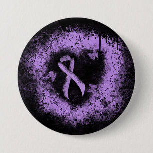 Macaron Rond 7,6 Cm Lavande Sensibilisation Ruban Grunge Coeur