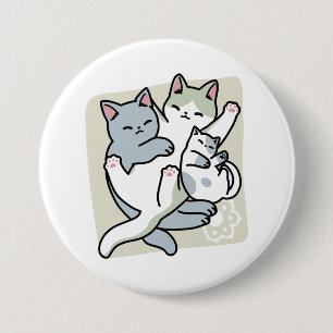 Macaron Rond 7,6 Cm Laze Furr Days - Cute Lazy Cats Design